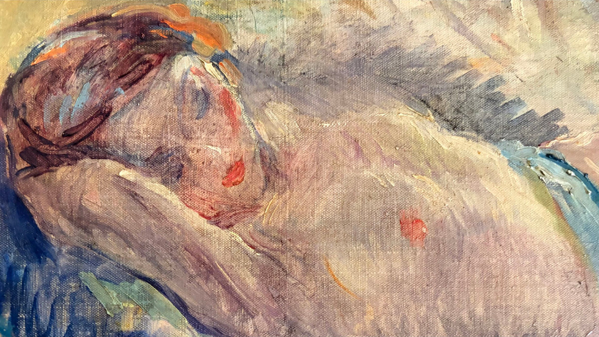 French Post-Impressionist Reclining Nude Oil Painting by William Malherbe (1933)