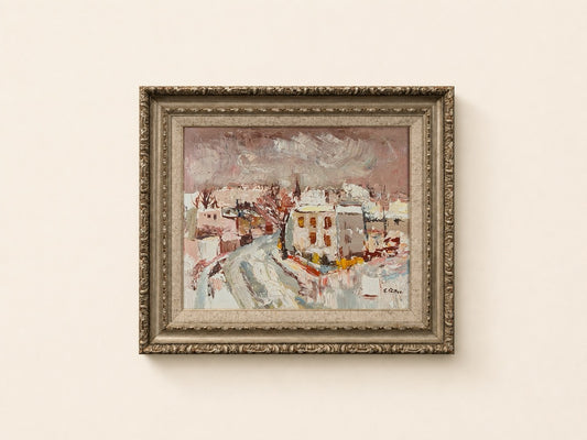 Pink French Village Oil Painting by Étienne Ritter