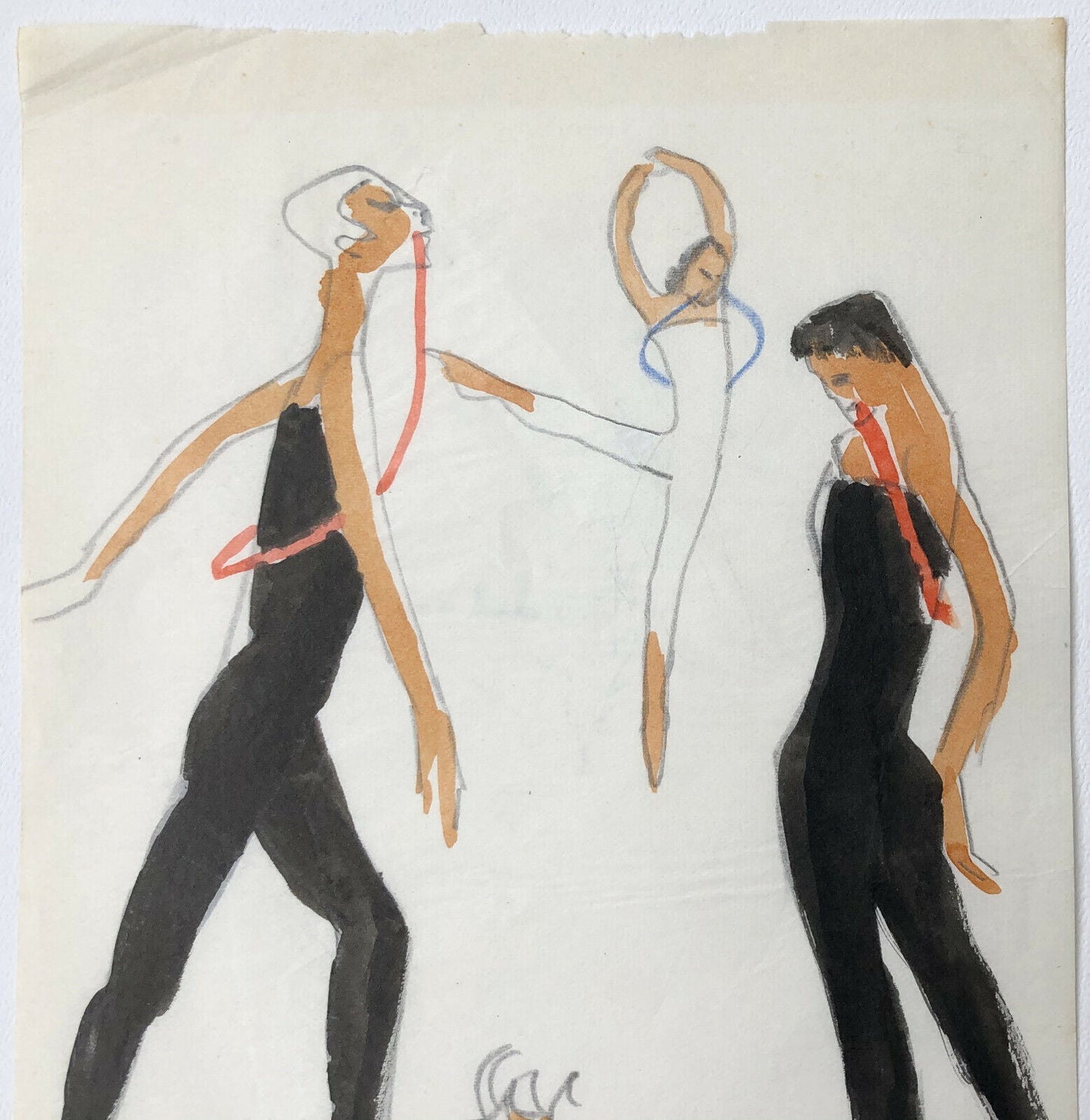 Vintage Drawing of Dancers Stylish Moments & Elegance (1970s)