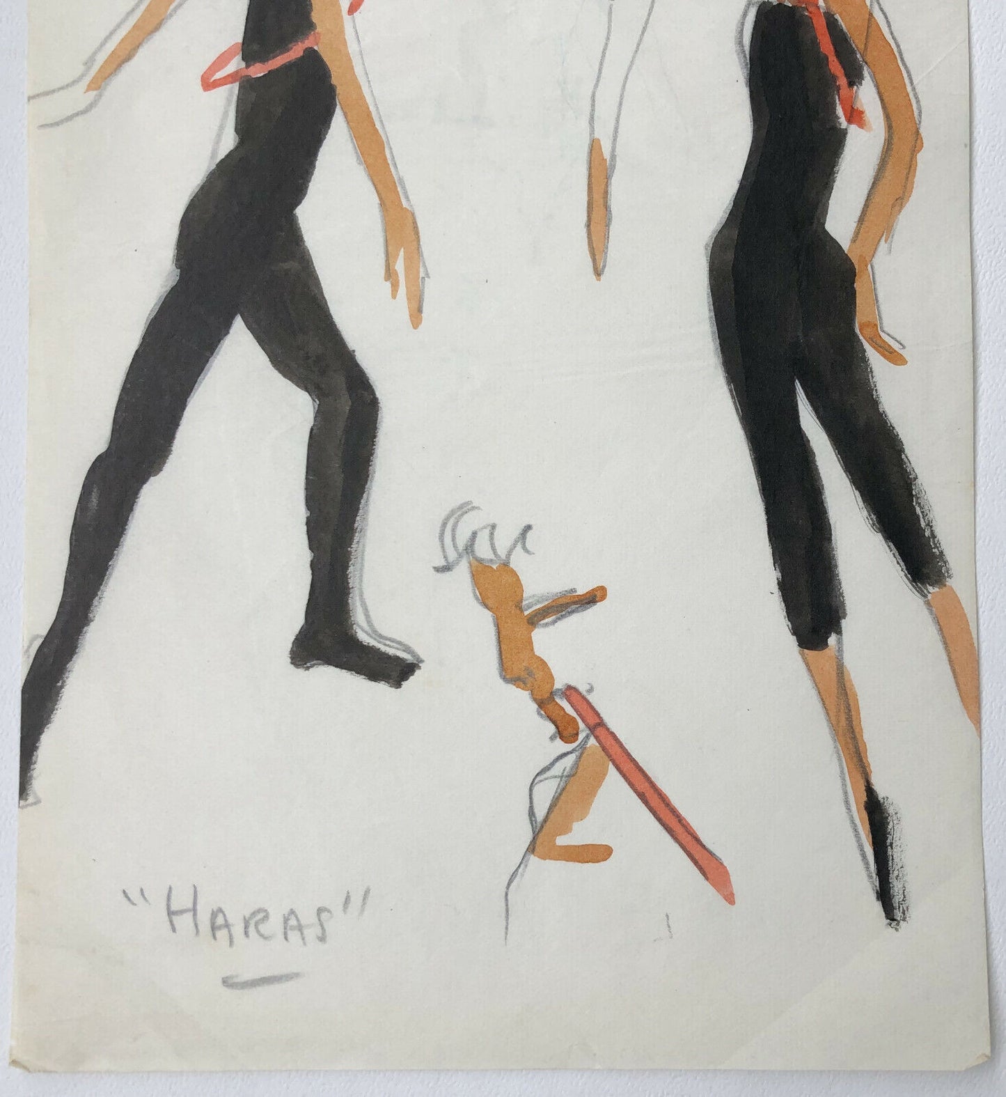 Vintage Drawing of Dancers Stylish Moments & Elegance (1970s)