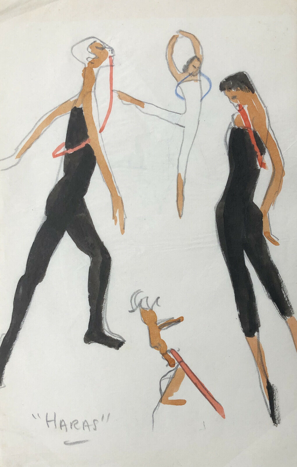 Vintage Drawing of Dancers Stylish Moments & Elegance (1970s)