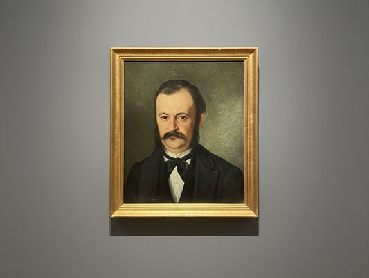 Antique 19th-Century French Gentleman Oil Portrait Victorian Era Original Painting