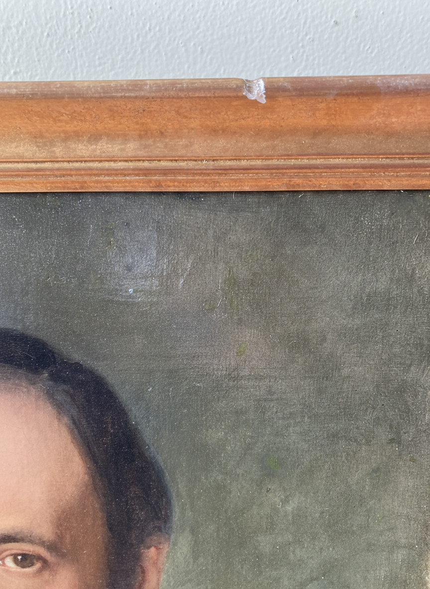 Antique 19th-Century French Gentleman Oil Portrait Victorian Era Original Painting